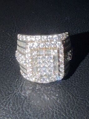 JTV Bella Luca Diamond stimulant/CZ Cocktail Ring in Sterling Silver size 6